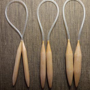 Set of 3 Bamboo Circular Knitting Needles, No 19, No 35 and No 50